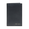 Prada Black Grey Vitello Micro Grain Vertical Card Holder Wallet 2MC035
