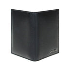Prada Black Grey Vitello Micro Grain Vertical Card Holder Wallet 2MC035