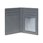 Prada Black Grey Vitello Micro Grain Vertical Card Holder Wallet 2MC035