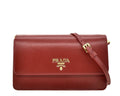 Prada Vitello Move Rubino Red Leather Crossbody Wallet Handbag 1BP016