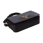 Prada Vitello Phenix Black Leather Flap Crossbody Bag 1BD163