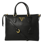 Prada Vitello Phenix Black Leather Satchel Shoulder Bag 1BA063