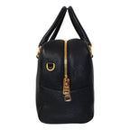 Prada Vitello Phenix Black Leather Stripe Strap Satchel Bag 1BB086