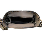 Prada Vitello Phenix Grey Leather Stripe Strap Bucket Bag 1BE057