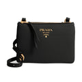 Prada Vitello Phenix Leather Gold Hardware Black Cross Body 1BH046