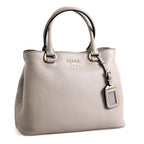 Prada Argilla Gray Vitello Phenix Leather Adjustable Tote Bag 1BA058