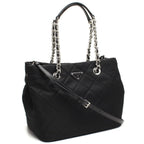 Prada Black Quilted Tessuto Chain Shoulder Bag Tote 1BG740