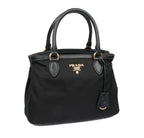 Prada Tessuto Nylon Black Saffiano Medium Handbag Satchel 1BA173