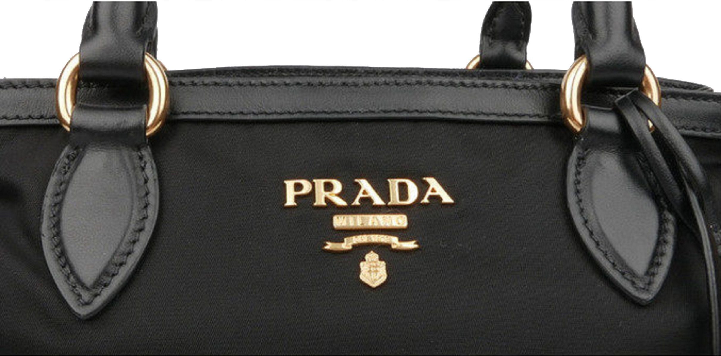 Prada Tessuto Nylon Black Saffiano Medium Handbag Satchel 1BA173