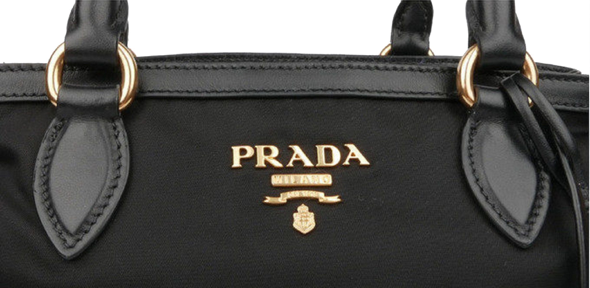 Prada Tessuto Nylon Black Saffiano Medium Handbag Satchel 1BA173