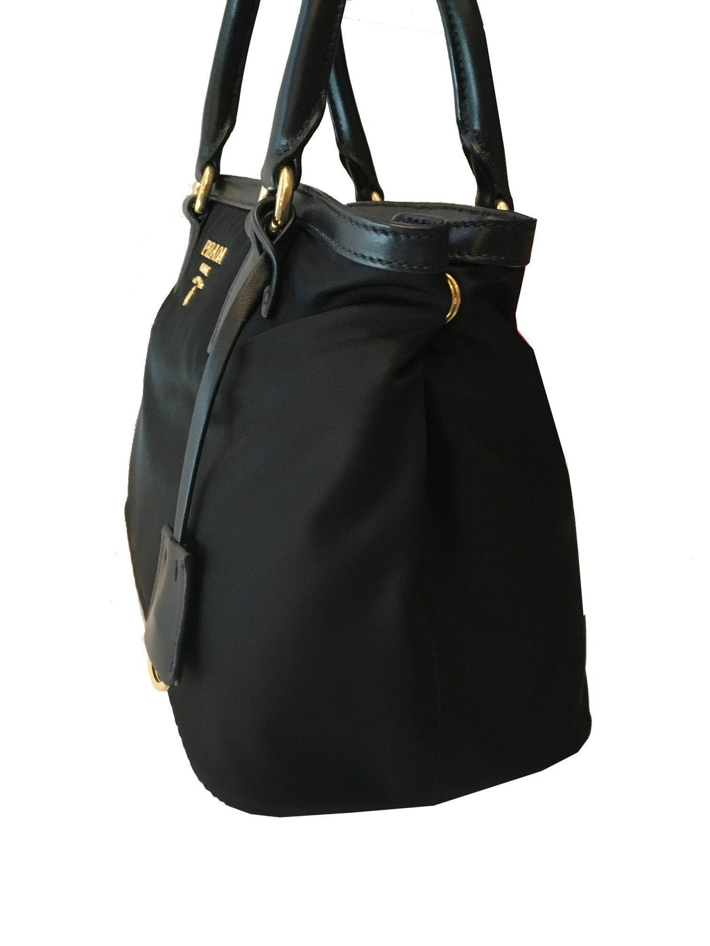 Prada Tessuto Nylon Black Saffiano Medium Handbag Satchel 1BA173
