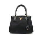 Prada Tessuto Nylon Black Saffiano Medium Handbag Satchel 1BA173