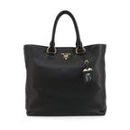 Prada Black Vitello Phenix Leather Shopping Tote Bag 1BG865