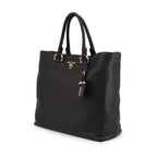 Prada Black Vitello Phenix Leather Shopping Tote Bag 1BG865