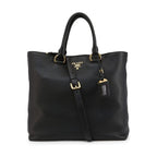 Prada Black Vitello Phenix Leather Shopping Tote Bag 1BG865
