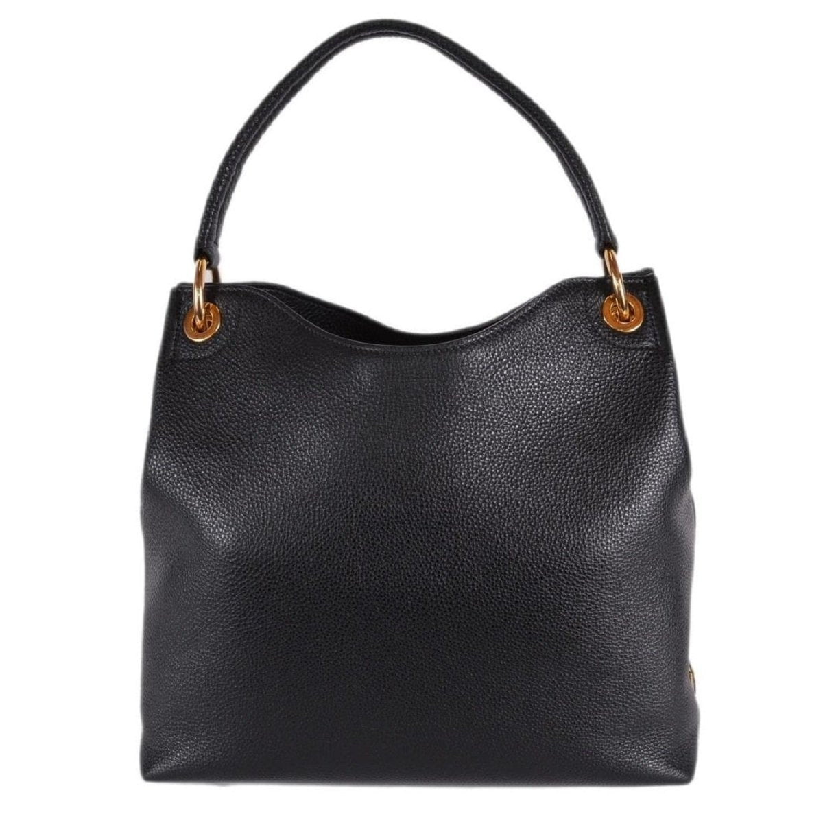 Prada Vitello Phenix Black Leather Embossed Logo Hobo Tote Bag 1BC051