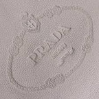 Prada Vitello Phenix Grey Leather Embossed Logo Hobo Tote Bag 1BC051