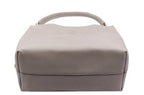Prada Vitello Phenix Grey Leather Embossed Logo Hobo Tote Bag 1BC051