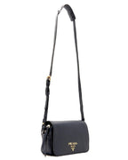 Prada Vitello Phenix Baltico Blue Leather Flap Crossbody Bag 1BD163