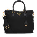 Prada Black Tessuto Nylon Calf Leather Trim Satchel Tote Bag 1BC060