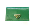 Prada Womens Vitello Move Verde Green Leather Card Case Wallet 1MC122
