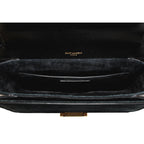 Saint Laurent Bellechasse Black Leather Leopard Print Crossbody 482044