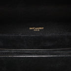 Saint Laurent Bellechasse Black Leather Leopard Print Crossbody 482044
