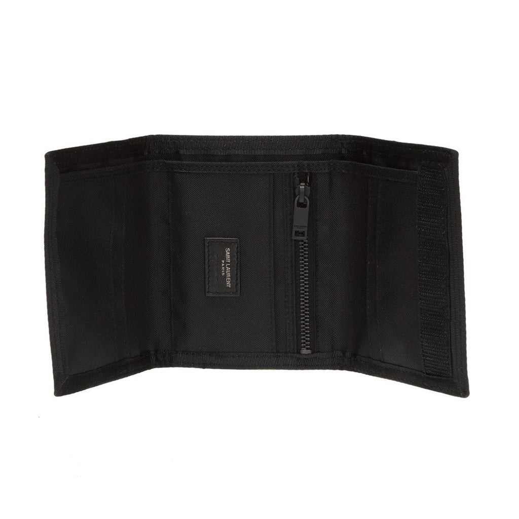 Saint Laurent Nuxx Ripstop Black Trifold Flap Wallet 588189