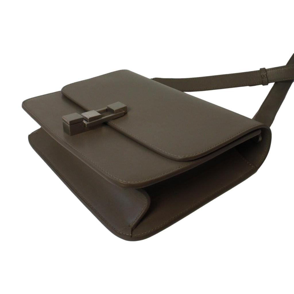 Saint Laurent Carre Taupe Ultra Soft Calf Leather Shoulder Bag 585060