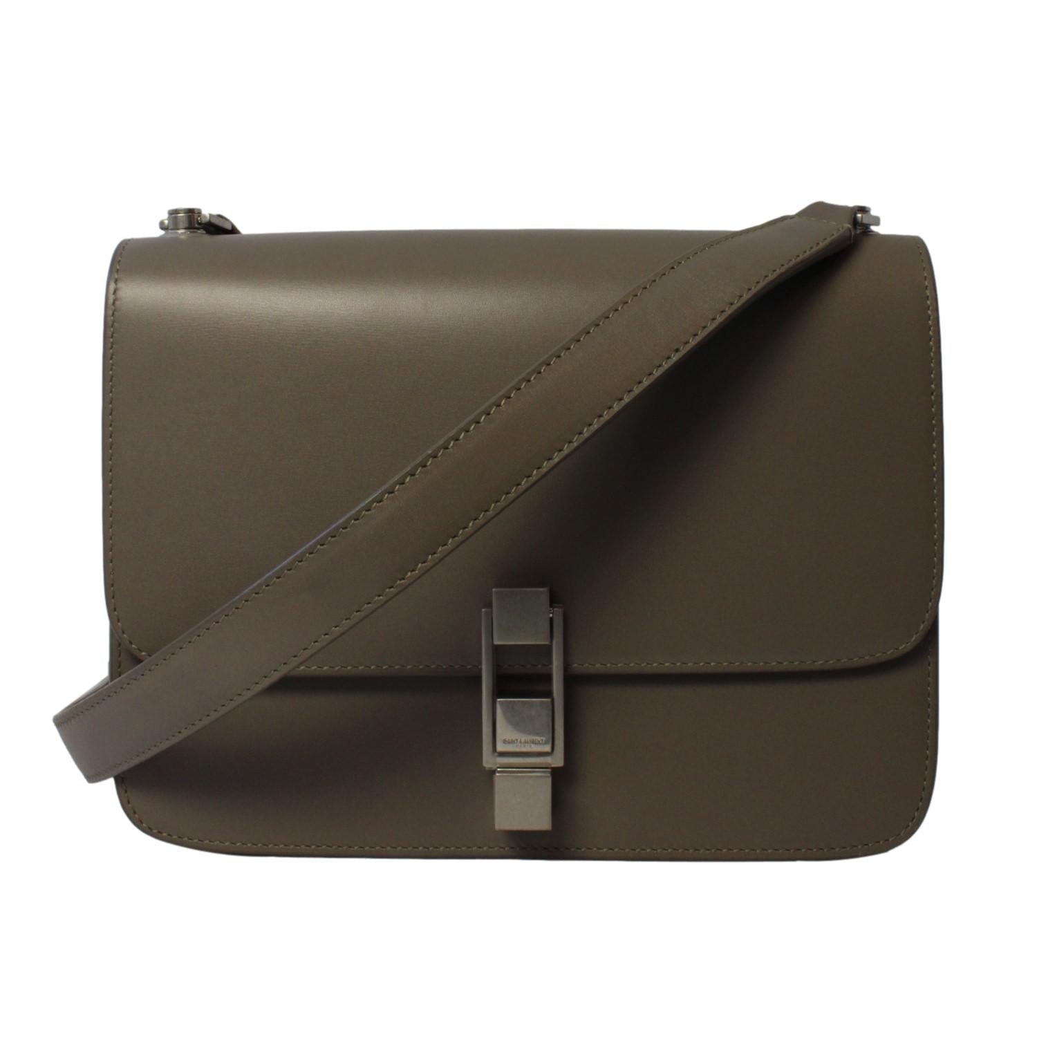 Saint Laurent Carre Taupe Ultra Soft Calf Leather Shoulder Bag 585060