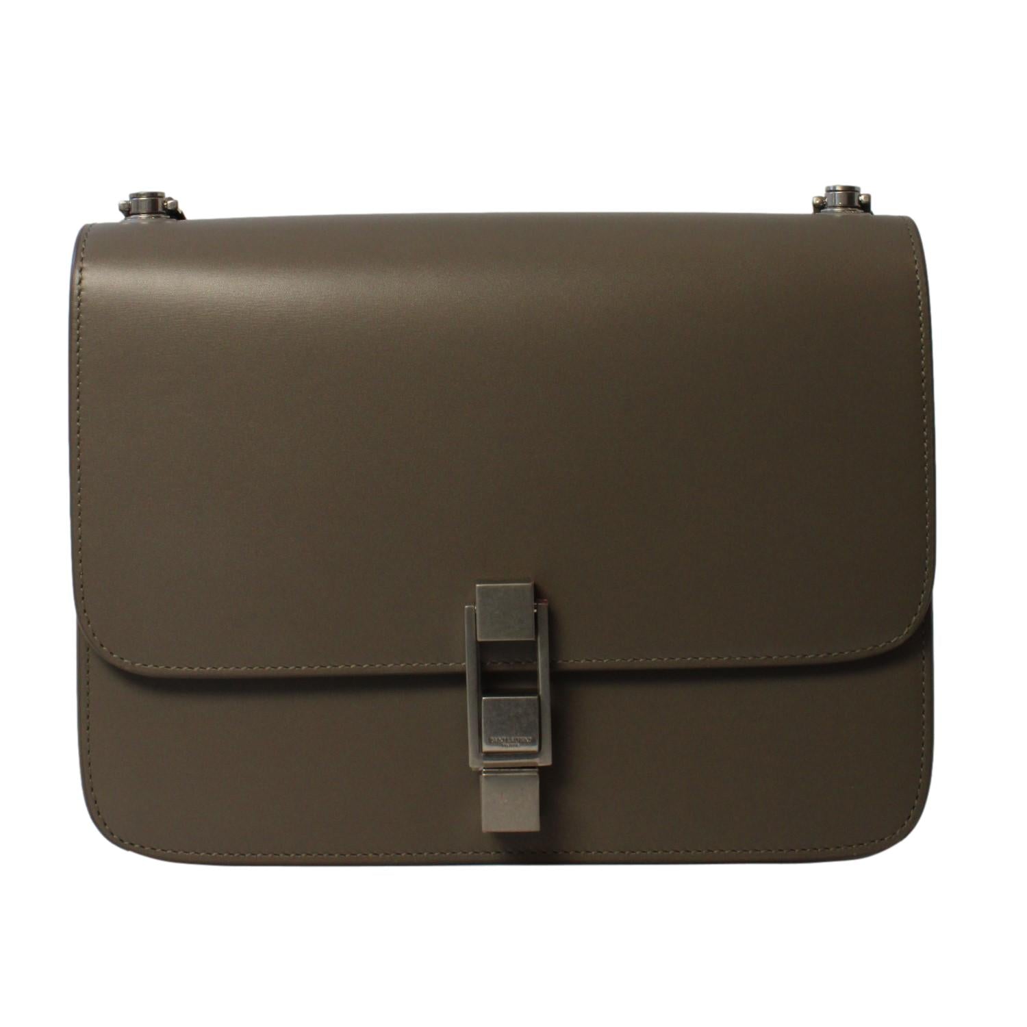 Saint Laurent Carre Taupe Ultra Soft Calf Leather Shoulder Bag 585060