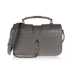 Saint Laurent Charlotte Crocodile Embossed Leather Grey Bag 486638