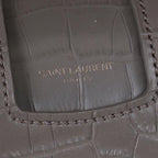 Saint Laurent Charlotte Crocodile Embossed Leather Grey Bag 486638