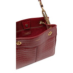 Saint Laurent Claude Red Leather Cocco Embossed Shoulder Bag 640281