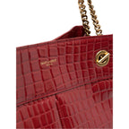 Saint Laurent Claude Red Leather Cocco Embossed Shoulder Bag 640281