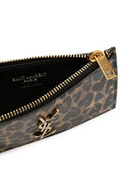Saint Laurent Fragments Monogram Leopard Leather Wallet 611558