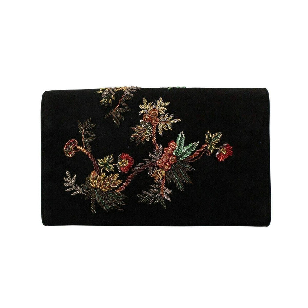 Saint Laurent Kate Black Suede Monogramme Embroidered Parrots 471286