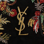 Saint Laurent Kate Black Suede Monogramme Embroidered Parrots 471286