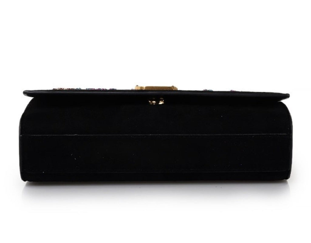 Saint Laurent Kate Black Suede Monogramme Embroidered Parrots 471286