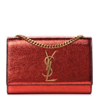 Saint Laurent Kate Monogramme Red Metallic Leather Crossbody Bag 469390