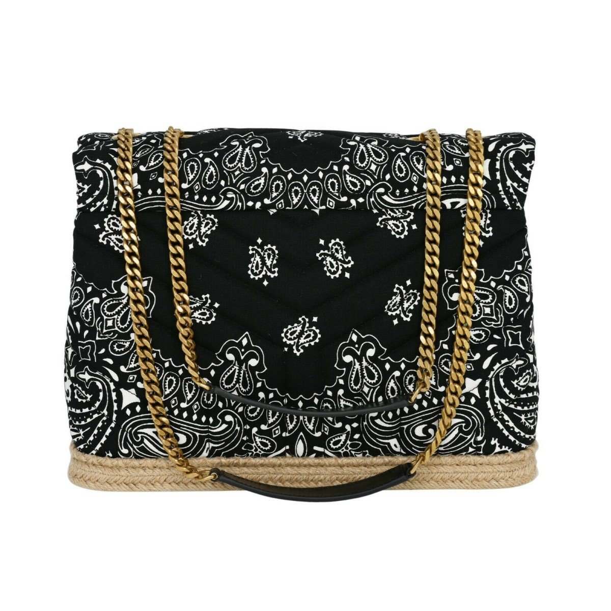 Saint Laurent Loulou Black Paisley Quilted Monogram Medium Shoulder Bag 487216