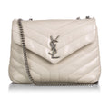 Saint Laurent Loulou Ivory Leather Matelasse Medium Shoulder Bag 458716