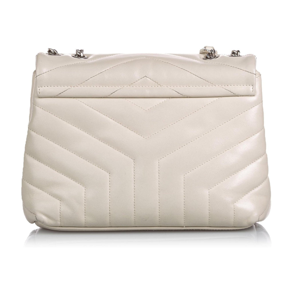 Saint Laurent Loulou Ivory Leather Matelasse Medium Shoulder Bag 458716
