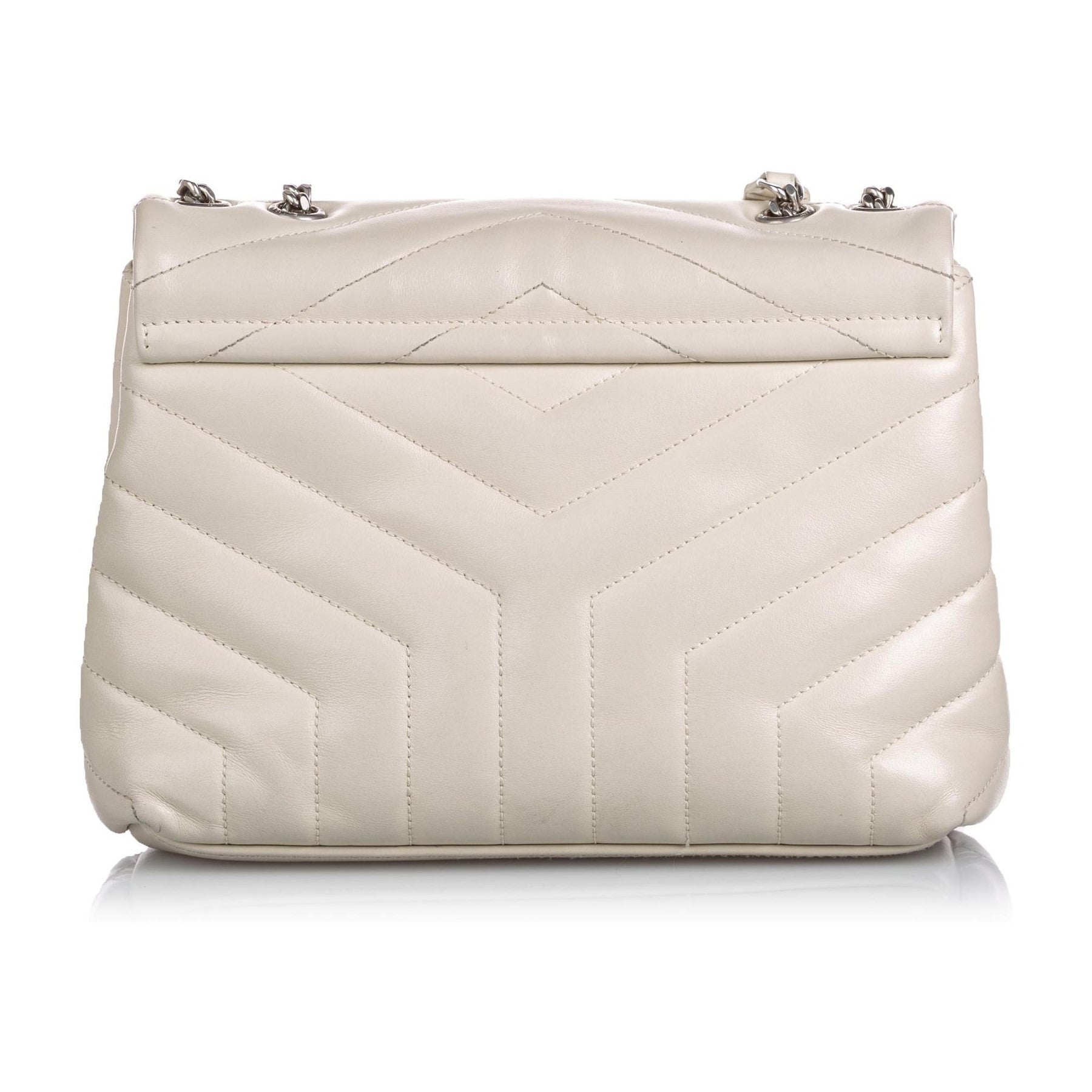 Saint Laurent Loulou Ivory Leather Matelasse Medium Shoulder Bag 458716