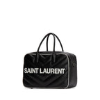 Saint Laurent Miles Logo Black Calf Leather Duffel Bowling Bag 525145