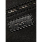 Saint Laurent Miles Logo Black Calf Leather Duffel Bowling Bag 525145