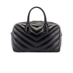 Saint Laurent Miles Logo Black Calf Leather Duffel Bowling Bag 525145