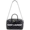 Saint Laurent Miles Logo Black Calf Leather Duffel Bowling Bag 525145