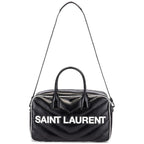 Saint Laurent Miles Logo Black Calf Leather Duffel Bowling Bag 525145