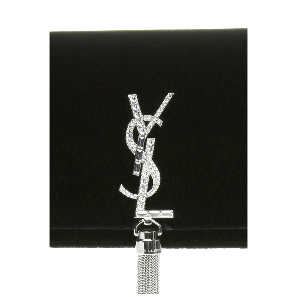 Saint Laurent Monogram Kate Tassel Crystal Green Velvet Cross Body 491521